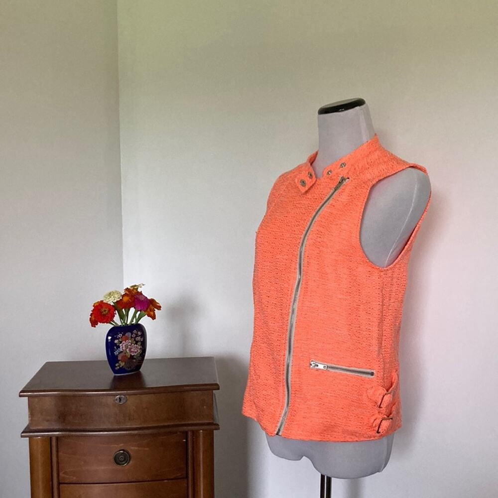 Gianni Bini Fluorescent Orange Zippered Vest, Size M
